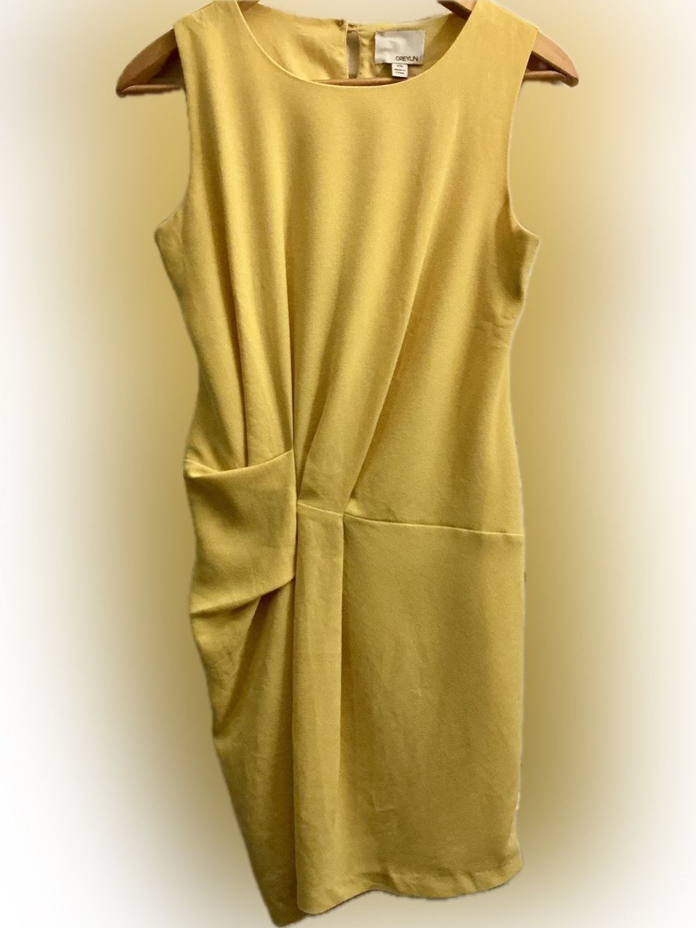 Greylin Yellow Sleeveless Draped XS Open-Back Cocktail Dress